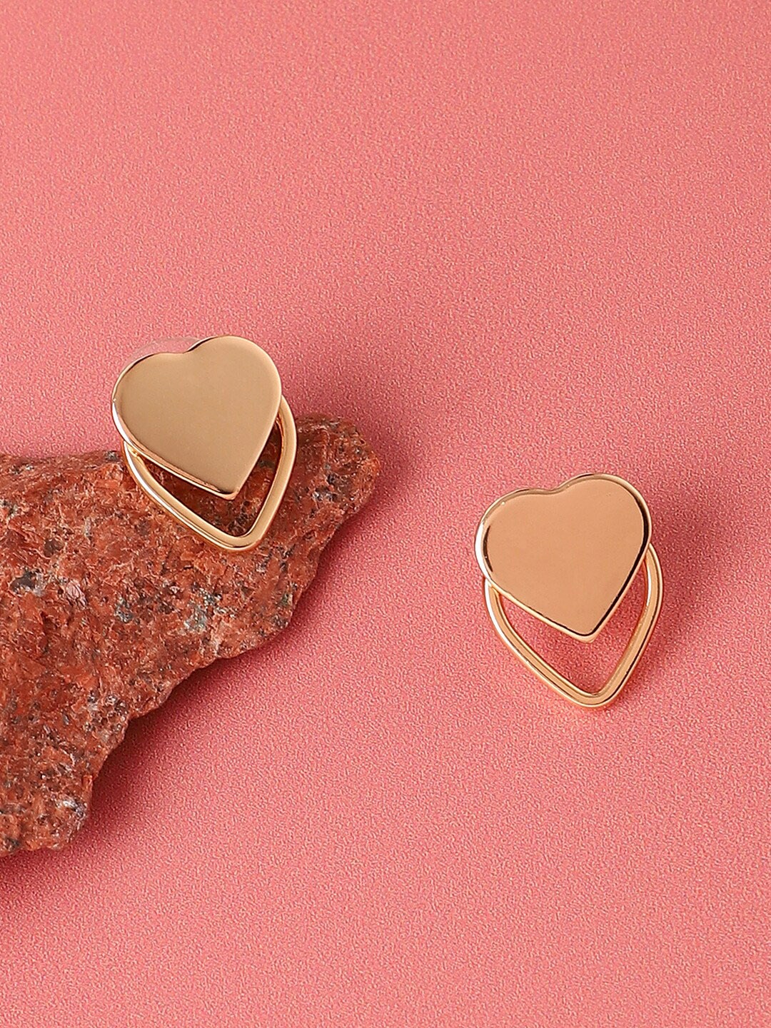 

SOHI Gold Plated Heart Shaped Studs Earrings