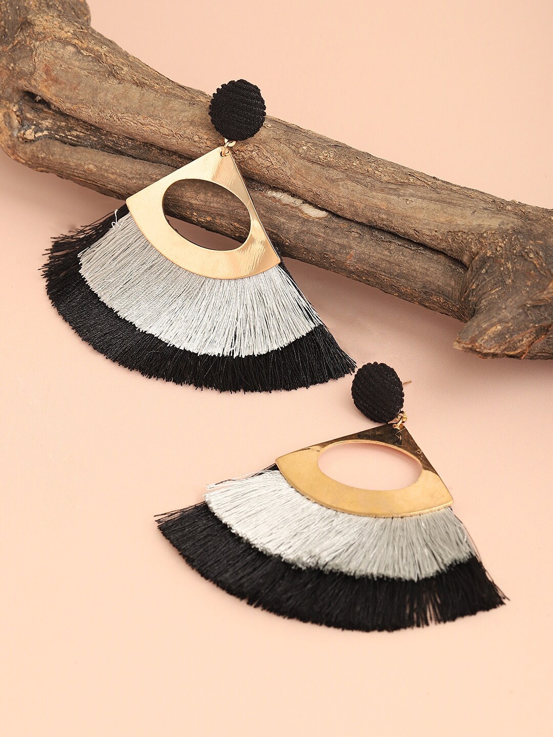 

SOHI Gold Plated Contemporary Drop Earrings, Grey