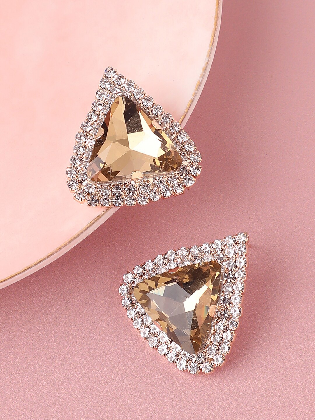 

SOHI Gold-Plated Triangular Drop Earrings