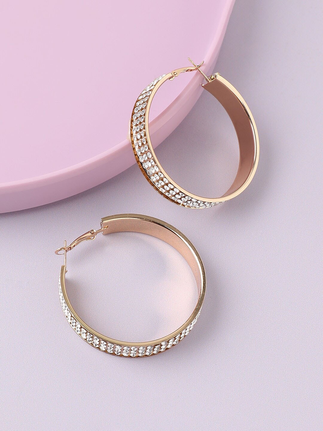 

SOHI Gold-Plated Contemporary Hoop Earrings