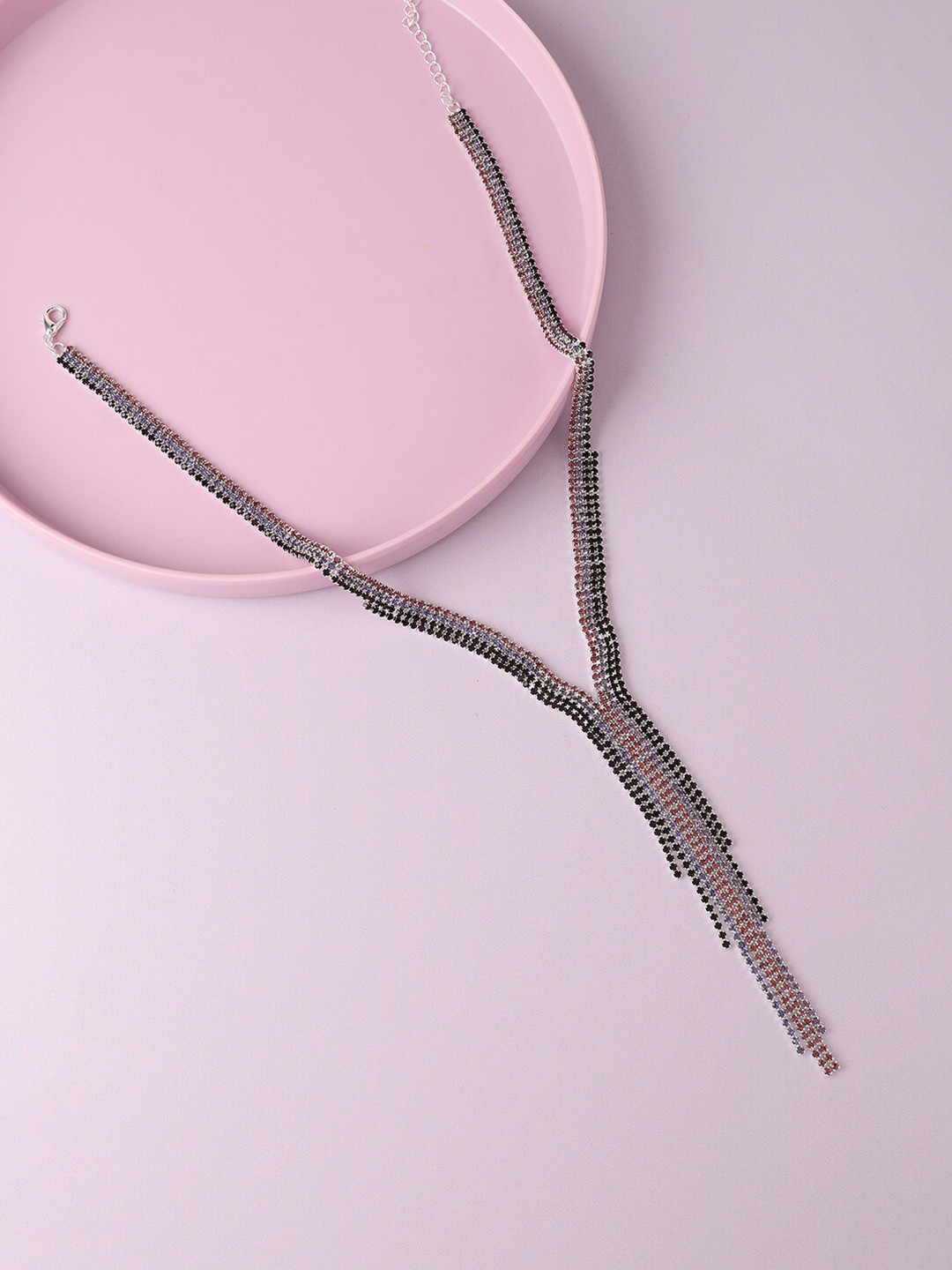 

SOHI Women Silver-Plated Necklace, Black