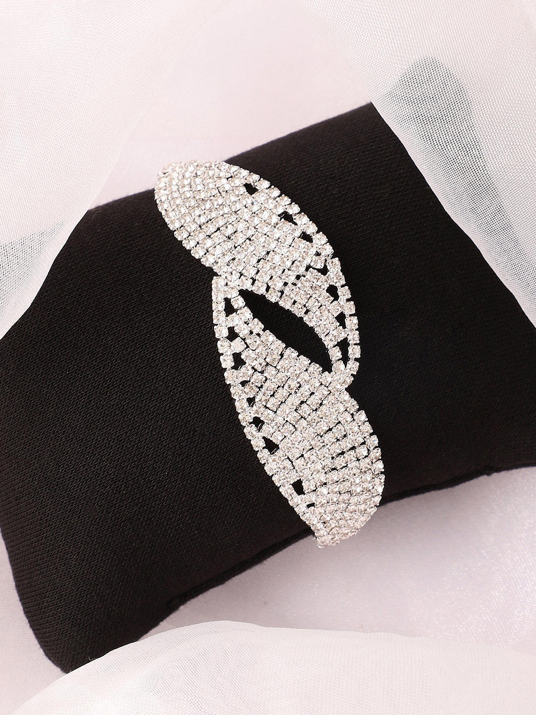 

SOHI Women Silver-Plated Bangle-Style Bracelet, White