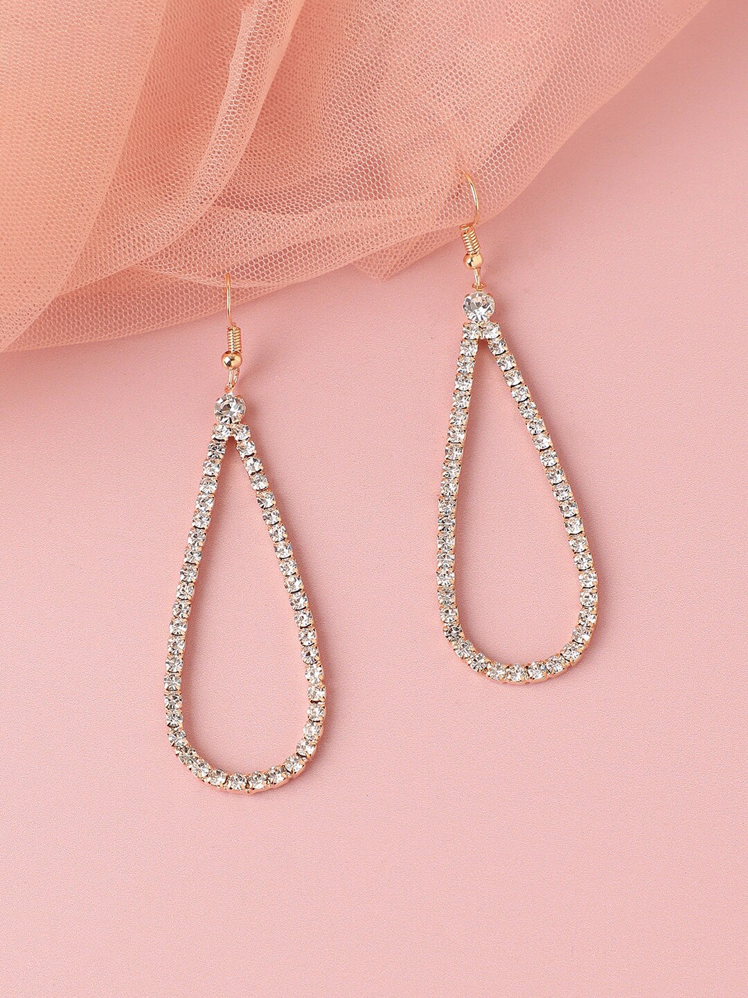 

SOHI Women Gold Plated Teardrop Shaped Drop Earrings, White
