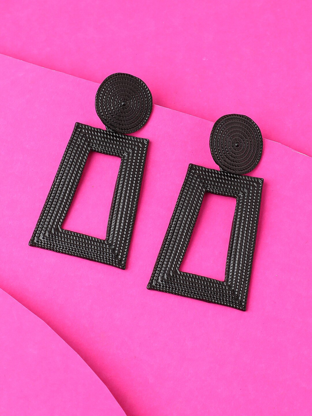 

SOHI Women Gold Plated Square Drop Earrings, Black