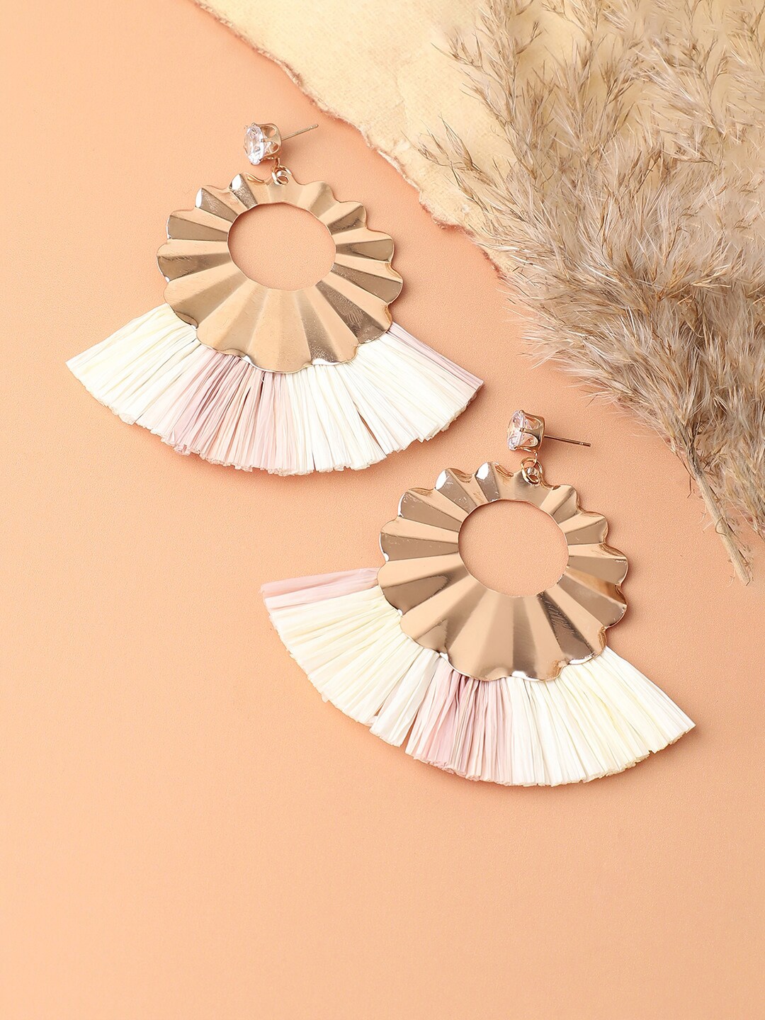 

SOHI Gold Plated Contemporary Drop Earrings, Rose gold