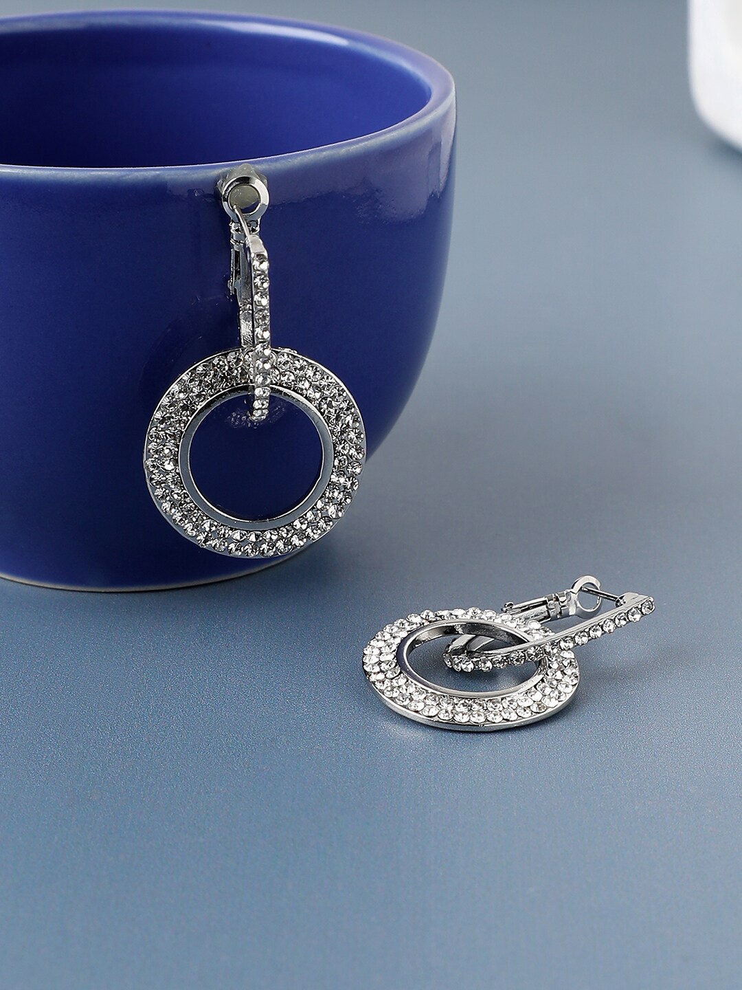 

SOHI Silver Plated Contemporary Drop Earrings