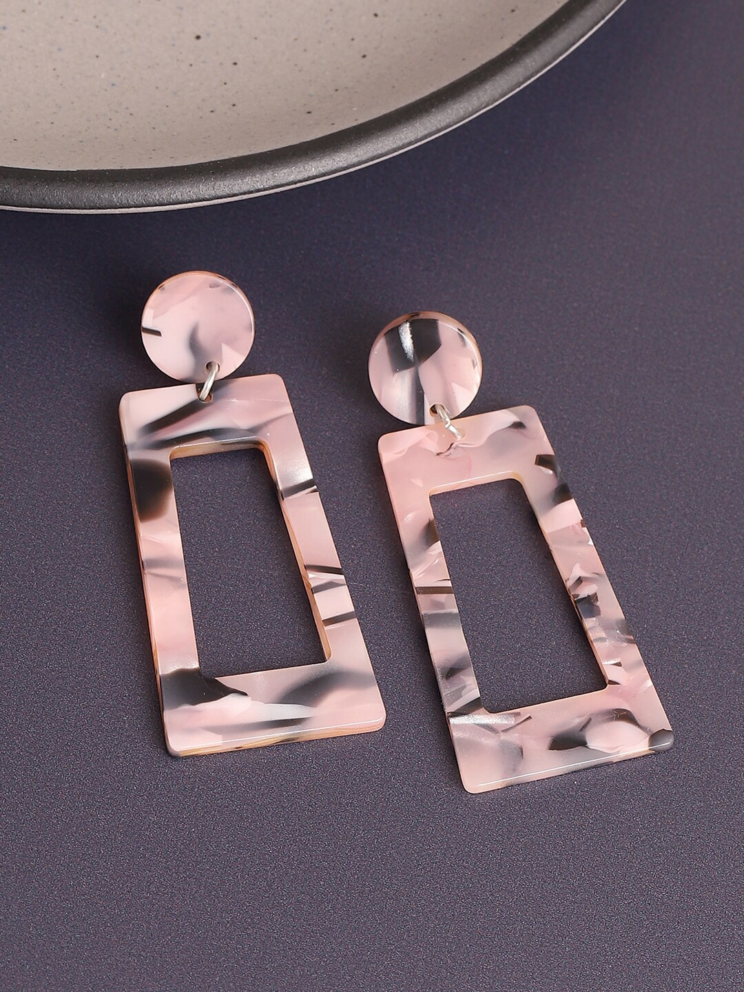 

SOHI Gold Plated Contemporary Studs Earrings, Pink