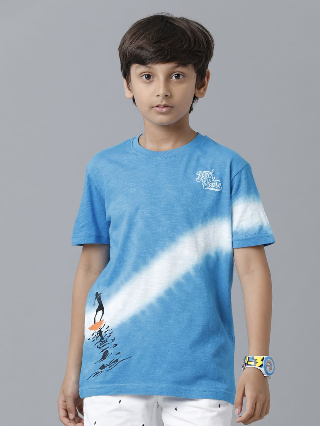 

UNDER FOURTEEN ONLY Boys Tie and Dye Dyed Cotton T-shirt, Blue