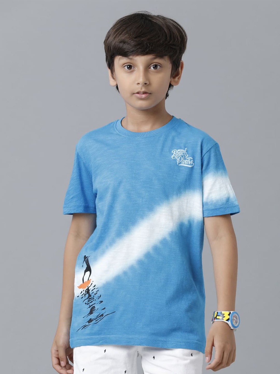 

UNDER FOURTEEN ONLY Boys Tie and Dye Dyed Cotton T-shirt, Blue