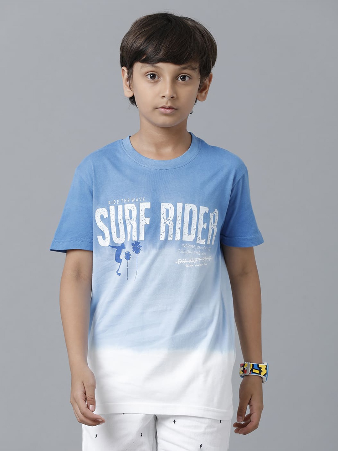 

UNDER FOURTEEN ONLY Boys Typography Printed Cotton T-shirt, Blue