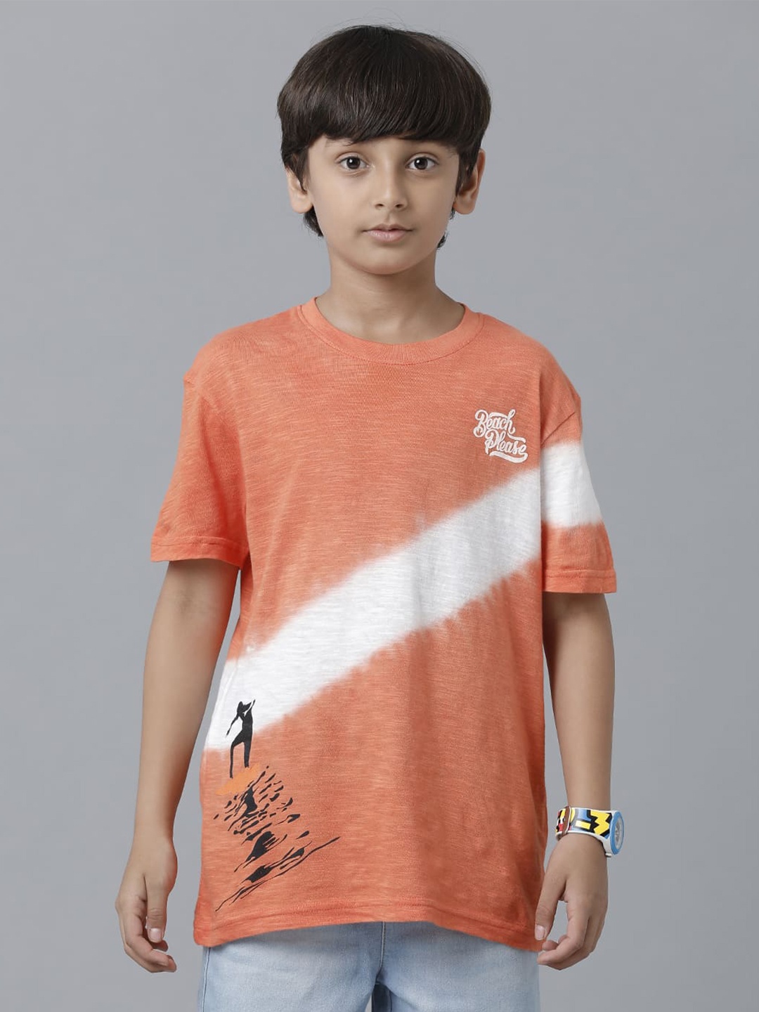 

UNDER FOURTEEN ONLY Boys Tie and Dye Cotton T-shirt, Orange