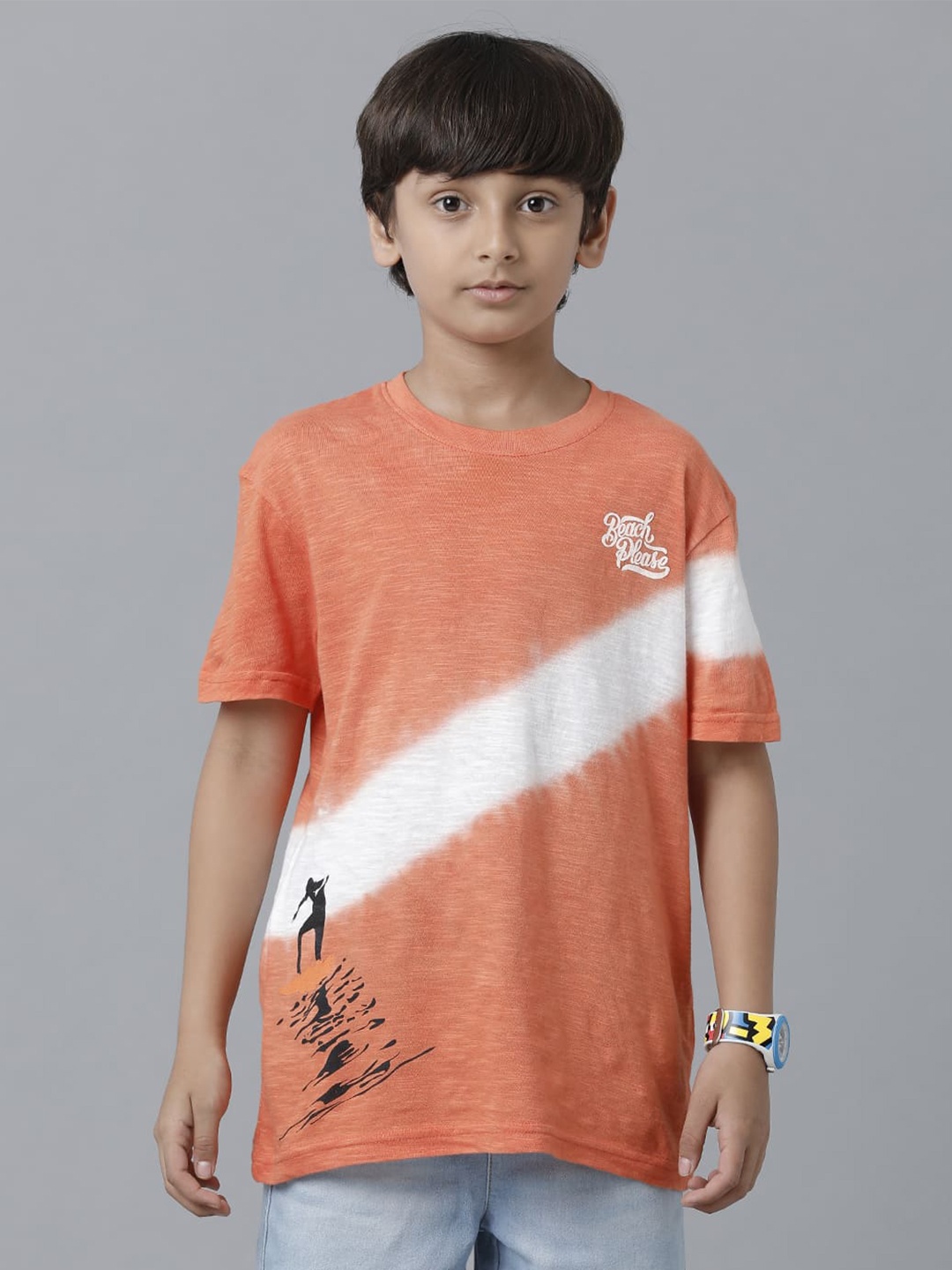 

UNDER FOURTEEN ONLY Boys Tie and Dye Cotton T-shirt, Orange