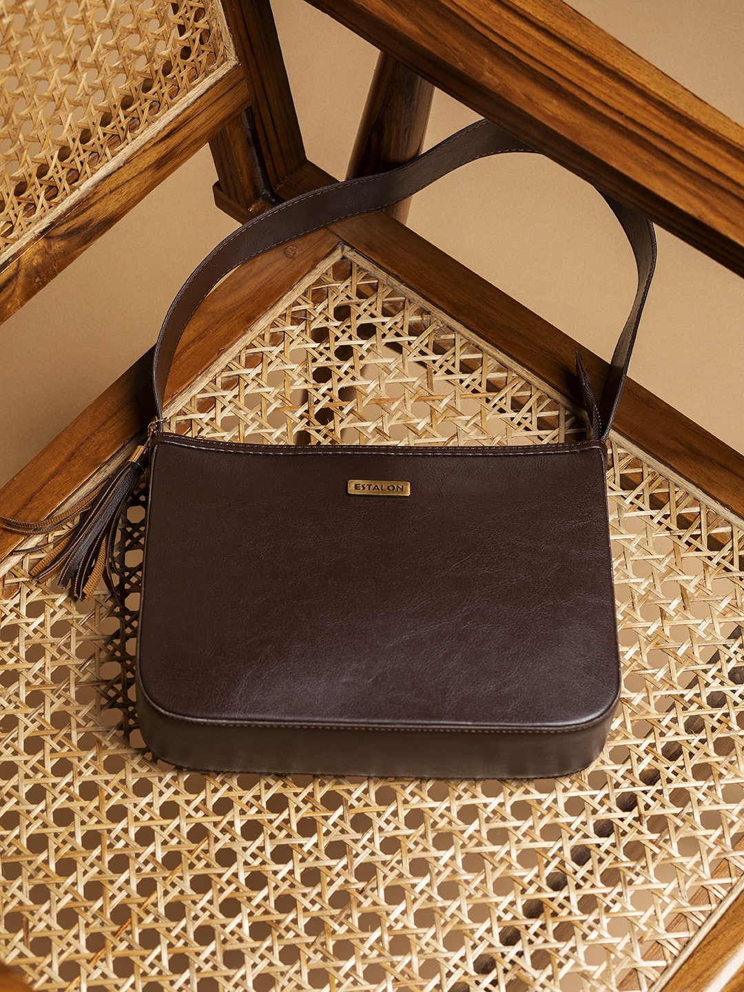 

ESTALON Women PU Structured Handheld Bag, Brown