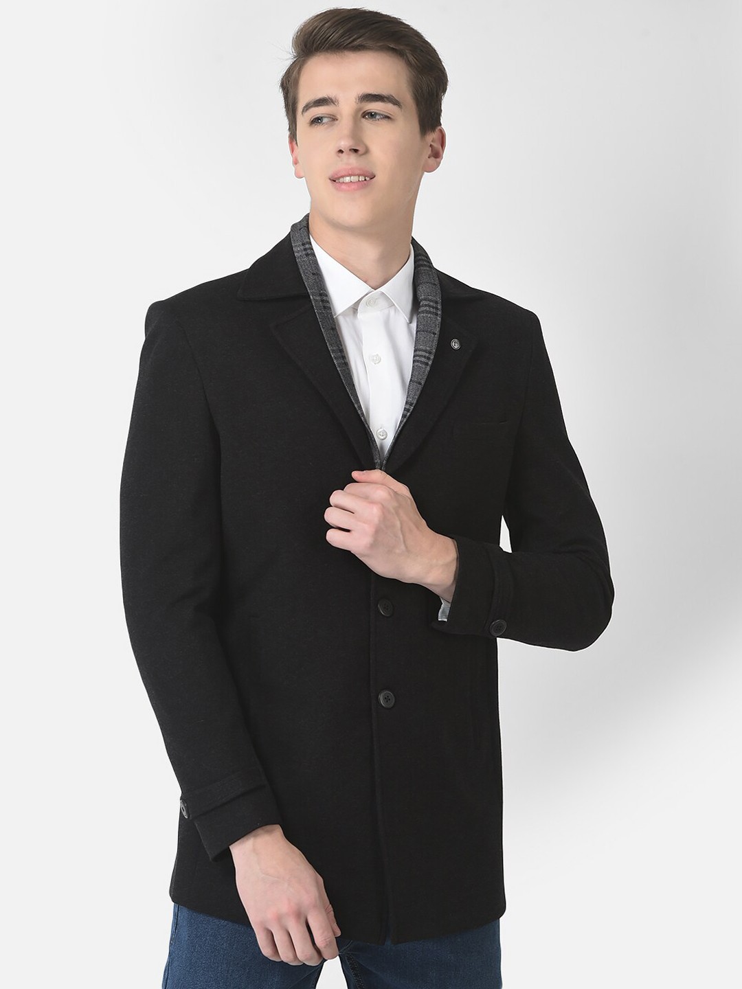 

Crimsoune Club Men Single-Breasted Checked-Lining Blazer, Black
