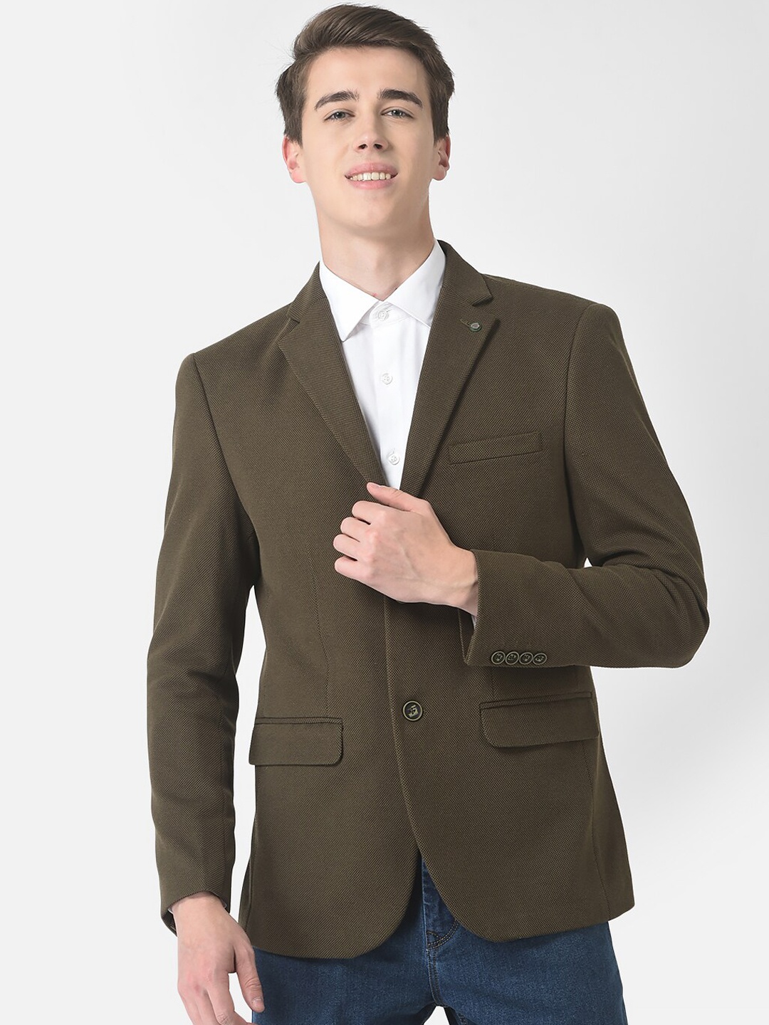 

Crimsoune Club Men single-Breasted Blazer, Olive