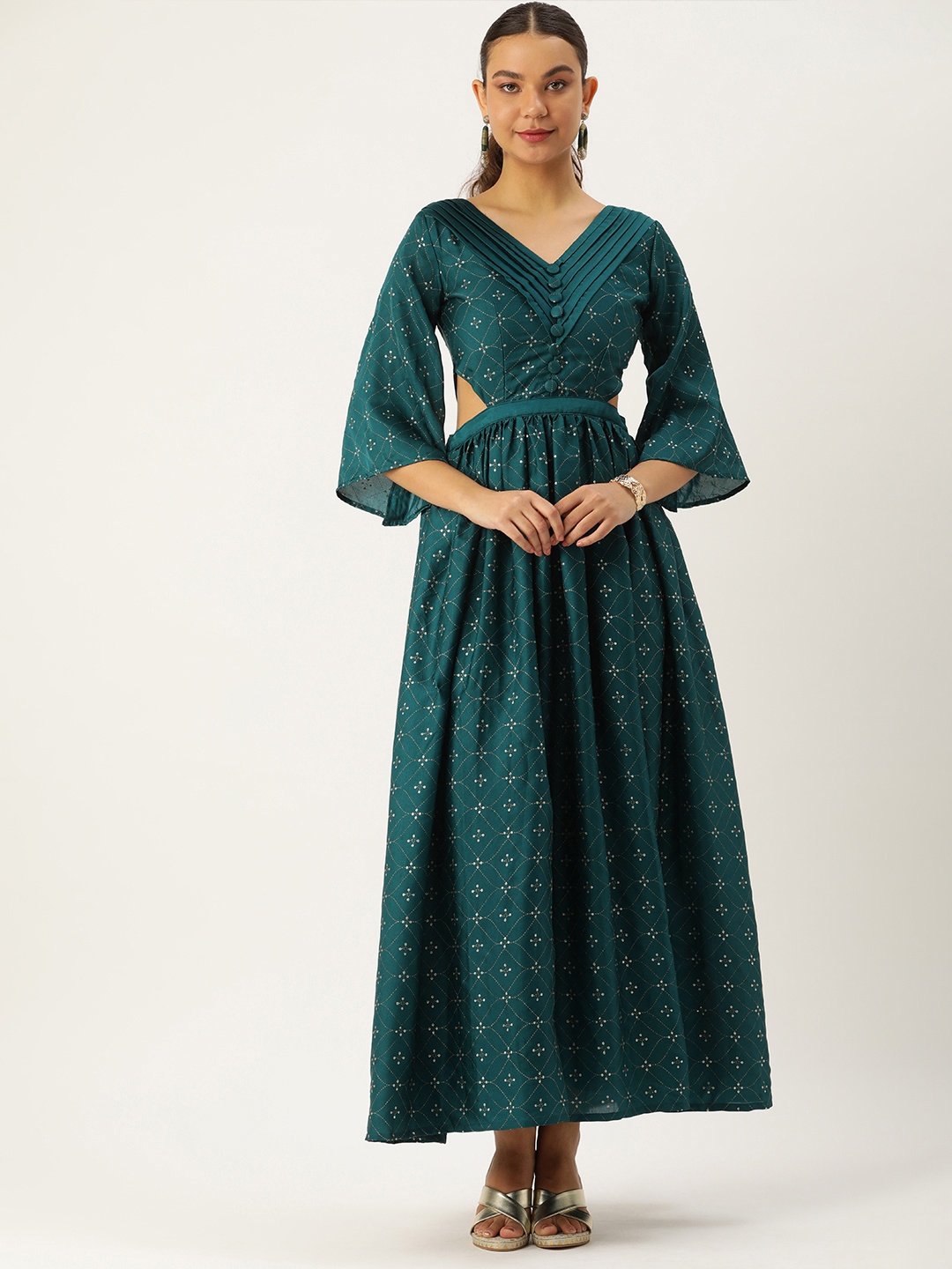 

Ethnovog Ethnic Motifs Ethnic Maxi Dress, Teal