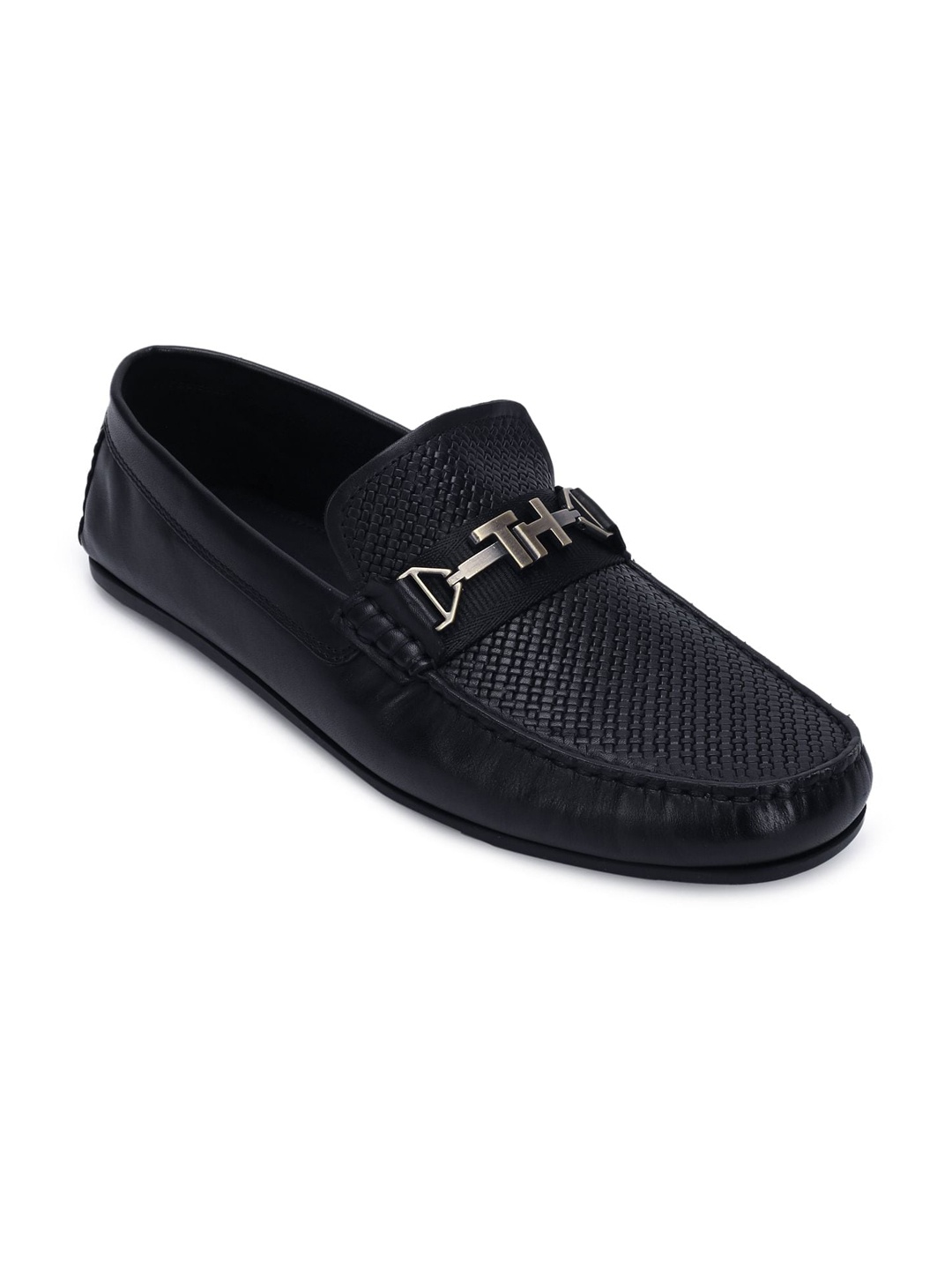

Tommy Hilfiger Men Perforated Leather Loafers, Navy blue