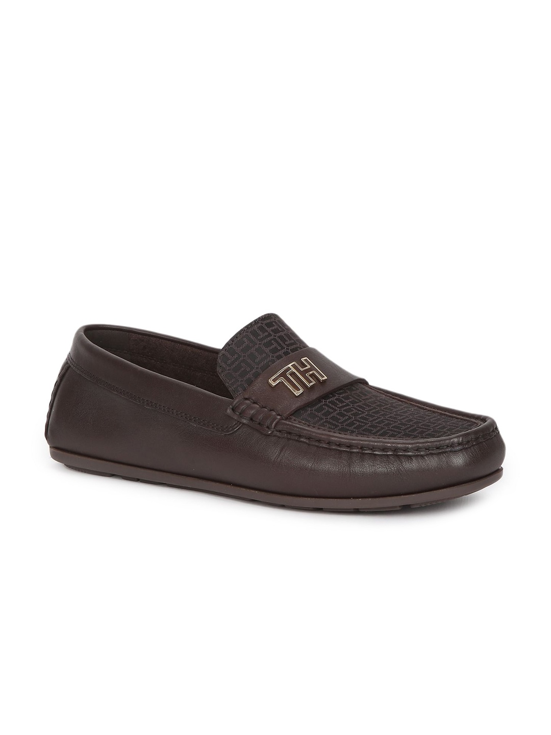 

Tommy Hilfiger Men Printed Leather Loafers, Brown