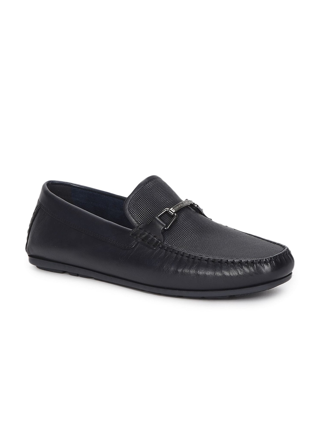 

Tommy Hilfiger Men Textured Leather Loafers, Navy blue