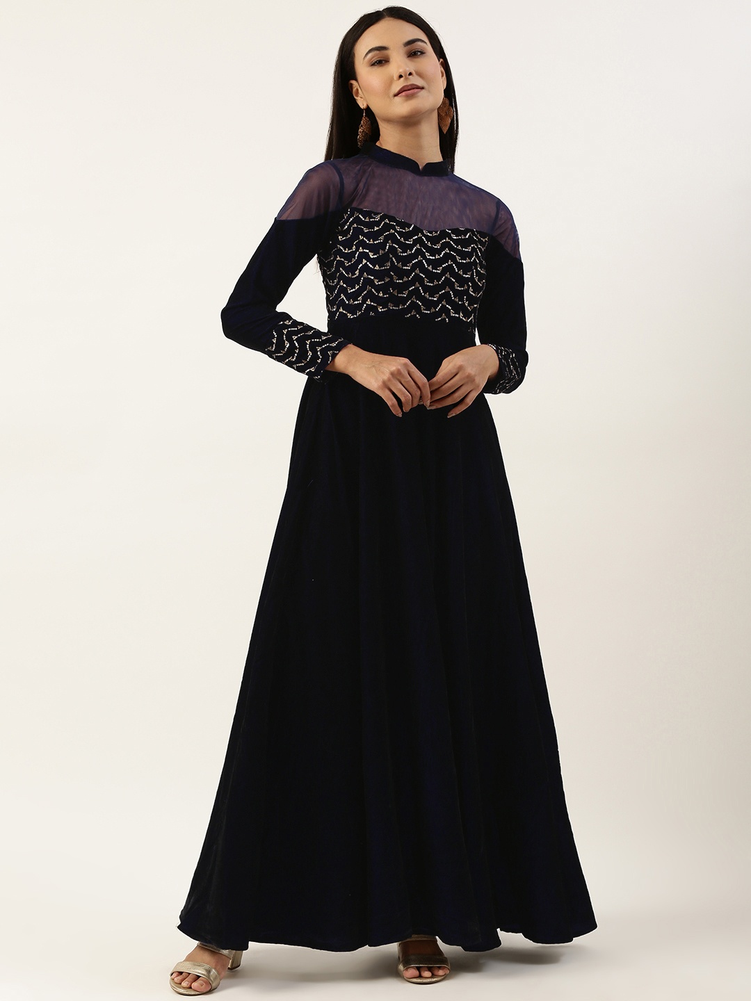 

Ethnovog Embellished Maxi Dress, Navy blue