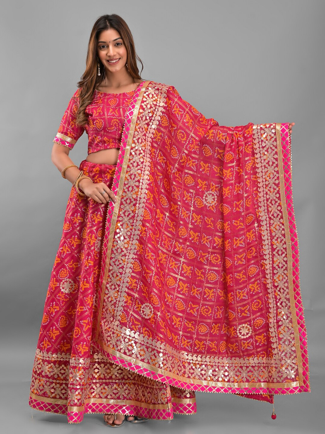 

Apratim Ready to Wear Lehenga & Unstitched Blouse With Dupatta, Pink