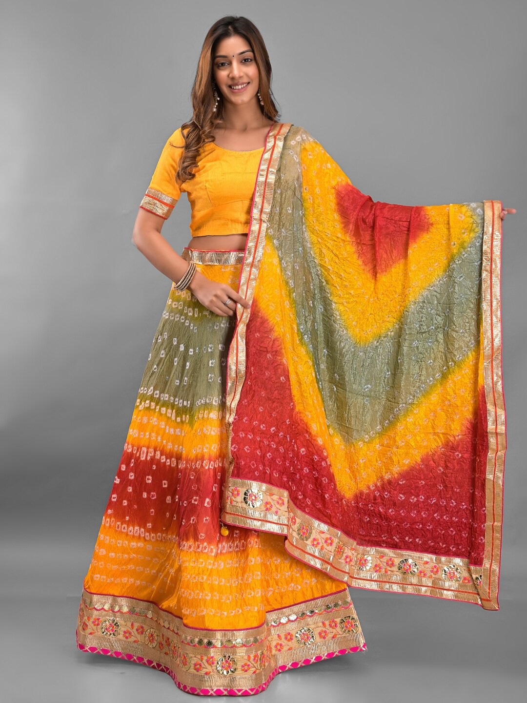 

Apratim Ready to Wear Lehenga & Unstitched Blouse With Dupatta, Orange
