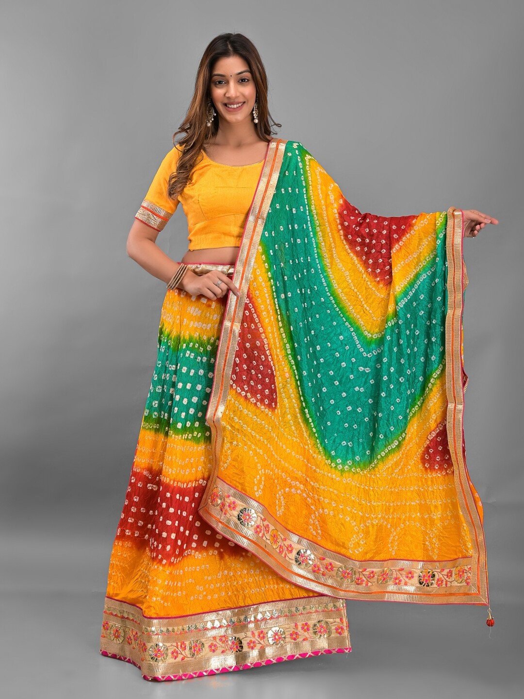 

Apratim Ready to Wear Lehenga & Unstitched Blouse With Dupatta, Yellow