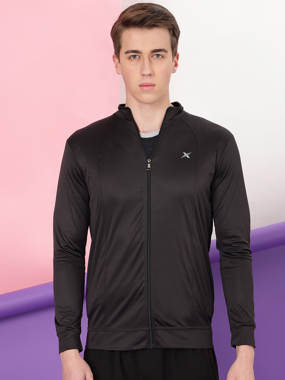 

FTX Men Mock Collar Long Sleeves Sporty Jacket, Black