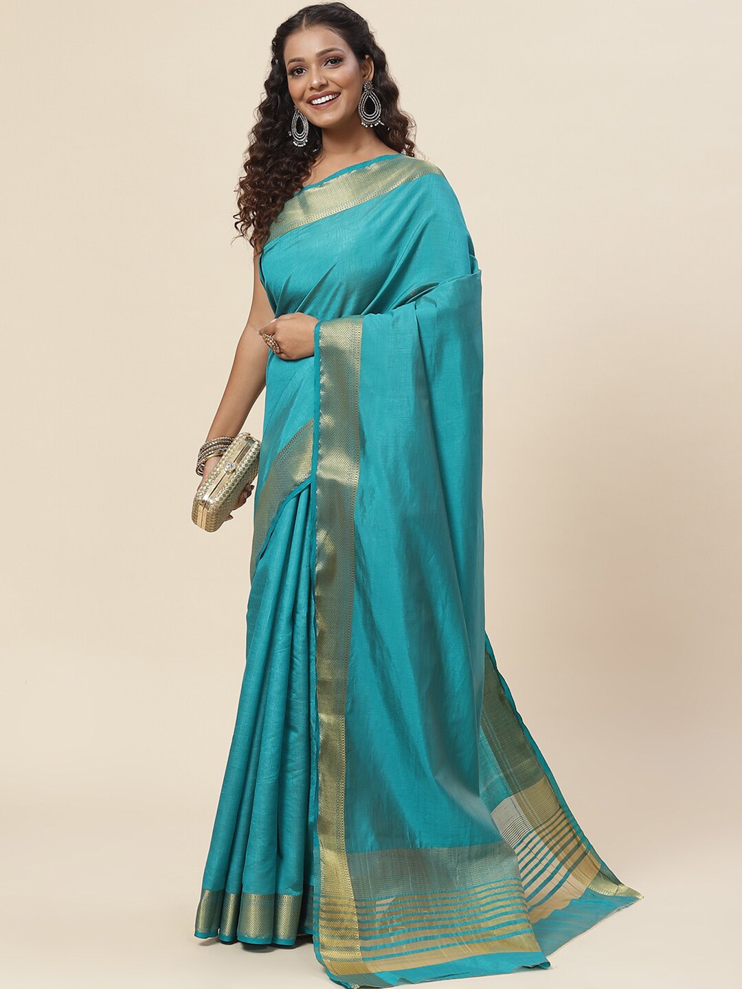 

Meena Bazaar Art Silk Saree, Blue