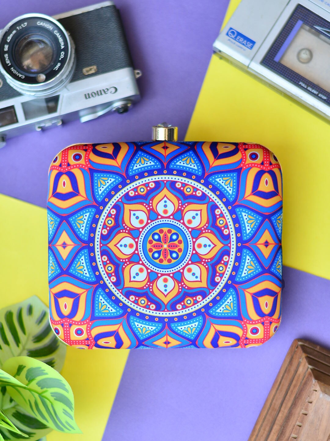 

ARTKLIM Printed Box Clutch, Blue