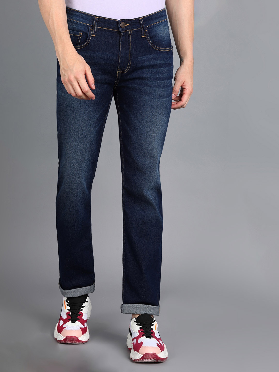 

Urbano Fashion Men Light Fade Stretchable Cotton Jeans, Blue