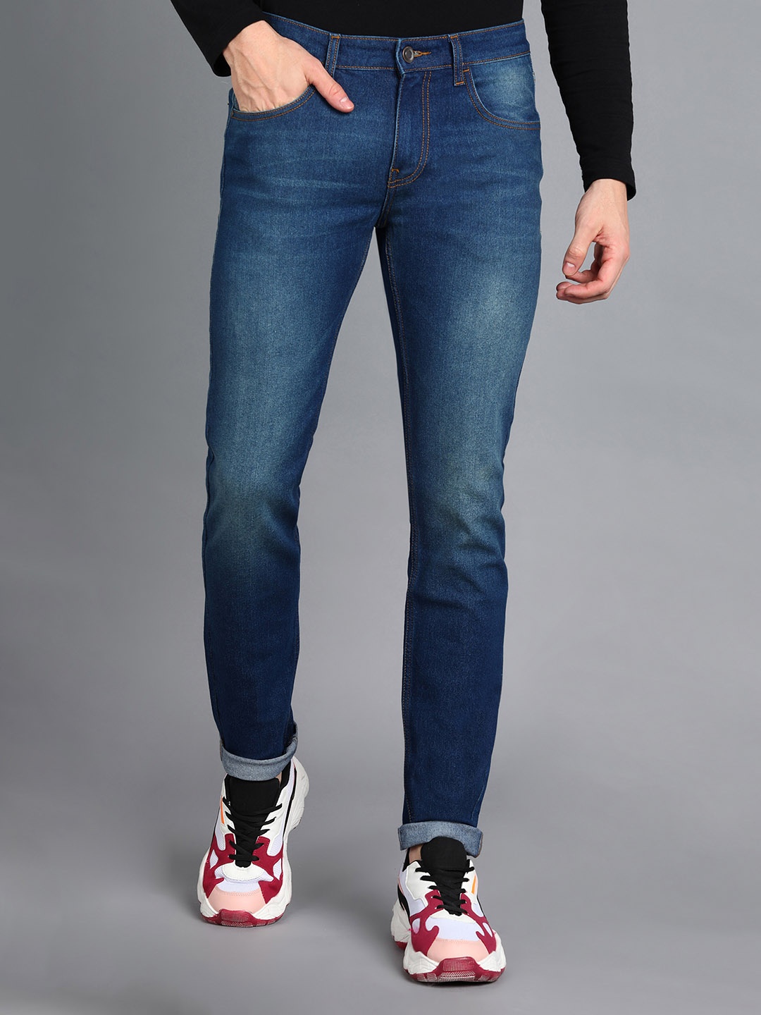 

Urbano Fashion Men Slim Fit Light Fade Stretchable Cotton Jeans, Blue