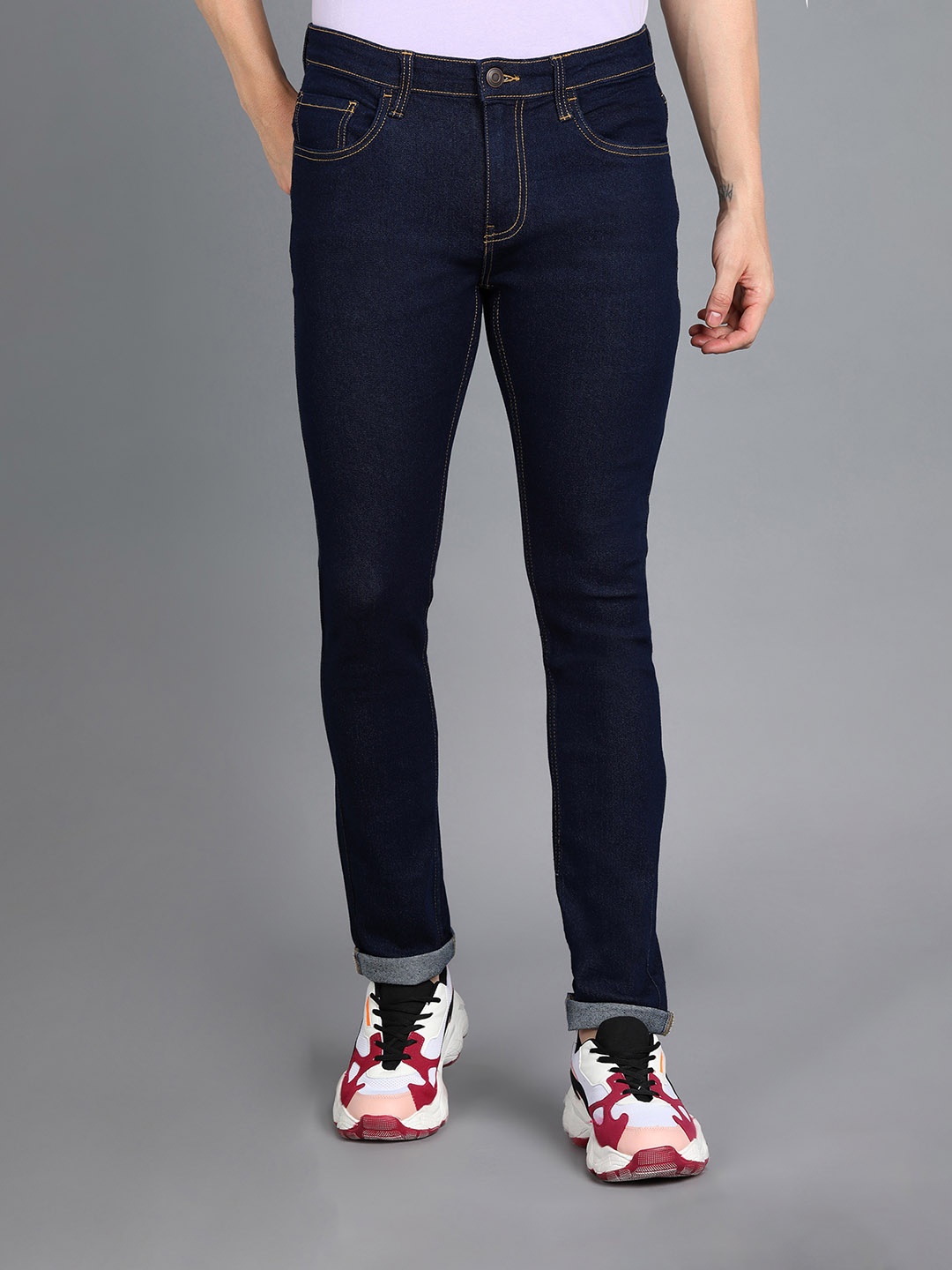 

Urbano Fashion Men Skinny Fit Stretchable Cotton Jeans, Navy blue