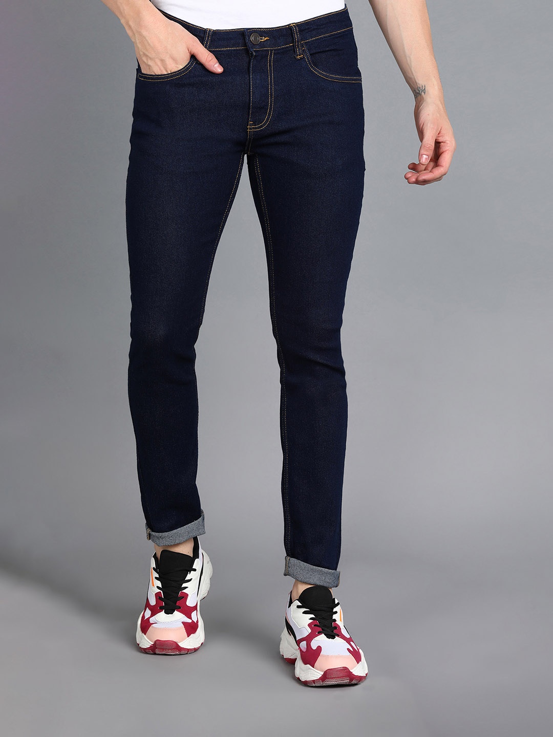 

Urbano Fashion Men Cotton Stretchable Jeans, Navy blue