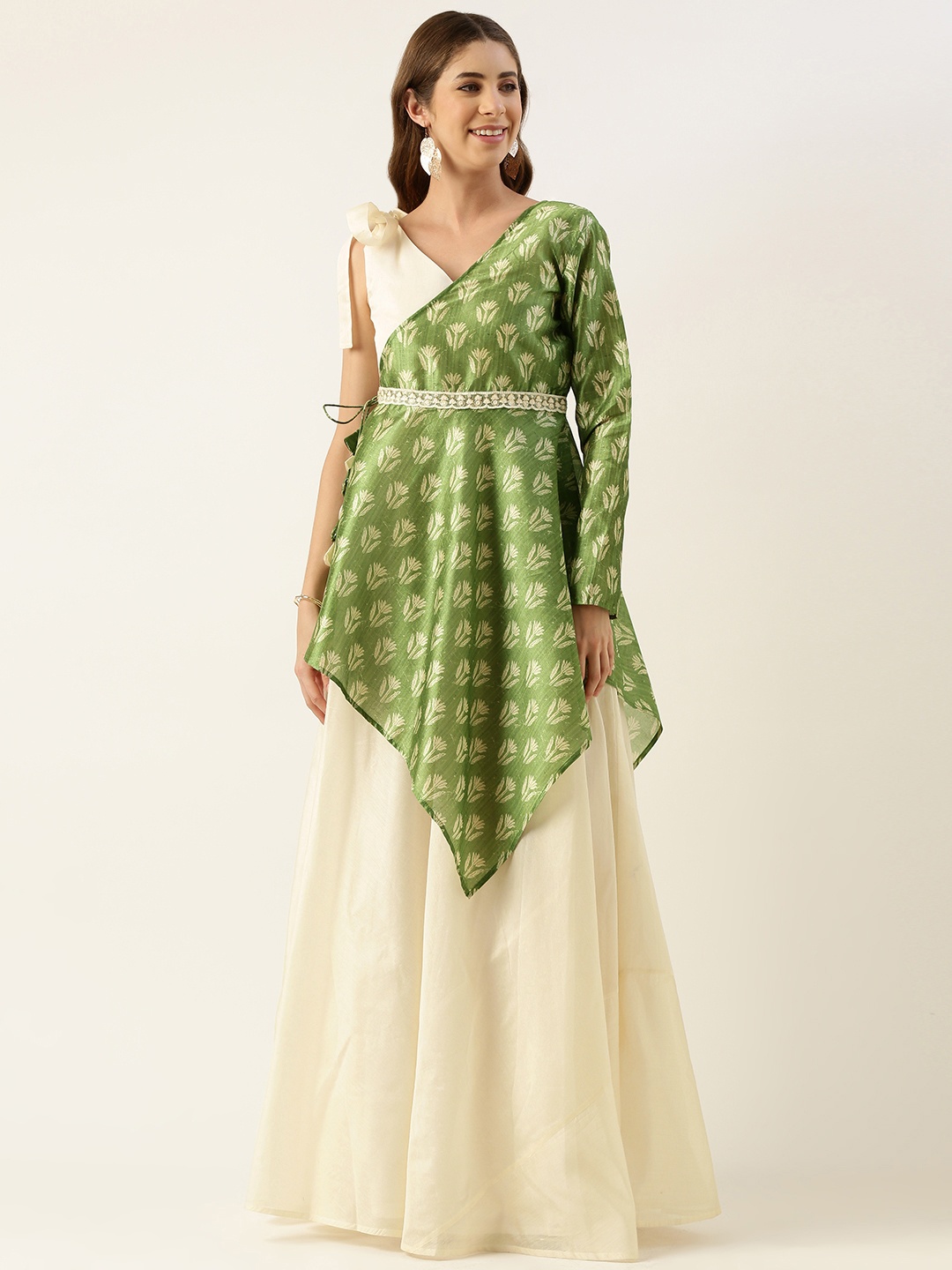

Ethnovog Maxi Ethnic Dress With Jacket, White