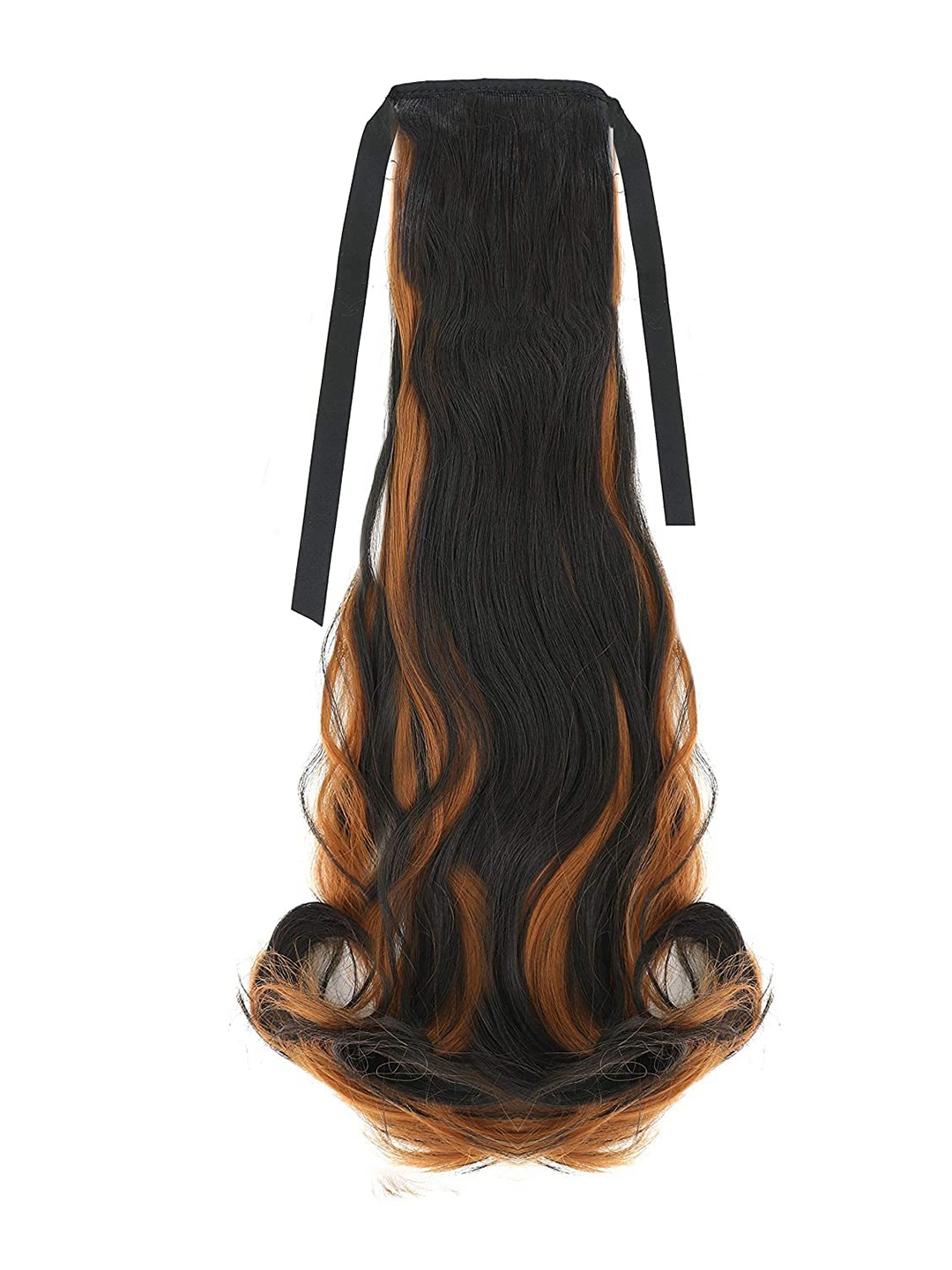 

CHANDERKASH Long Curly Synthetic Ribbon Tie Up Ponytail Silky Hair Extensions, Gold