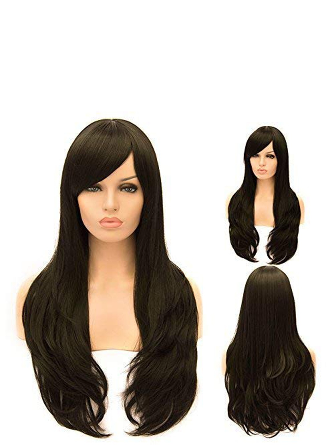 

CHANDERKASH Women 24 Inch Side Bangs Straight Long Hair Wig Extensions - Natural Brown