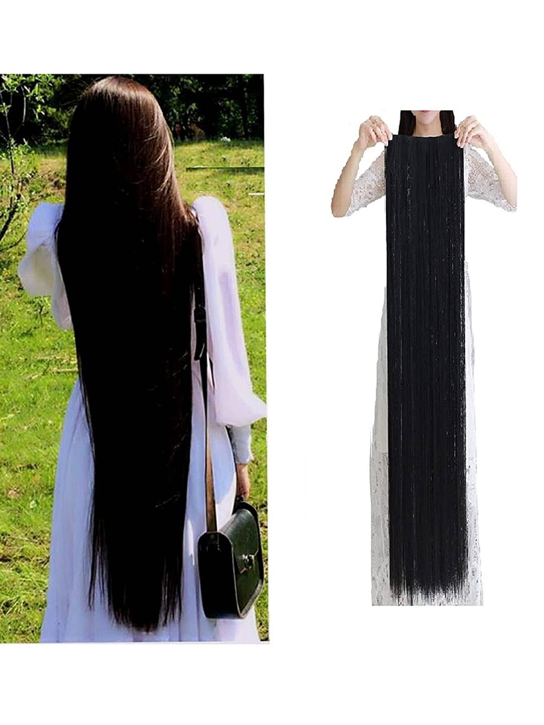 

CHANDERKASH 5 Clips Based Black Straight Synthetic & Nylon Synthetic Hair Extension