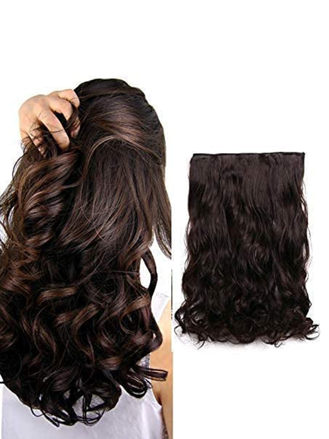 

CHANDERKASH Natural Brown 5 Clips Based 24" Curly Wave Synthetic Hair Extension