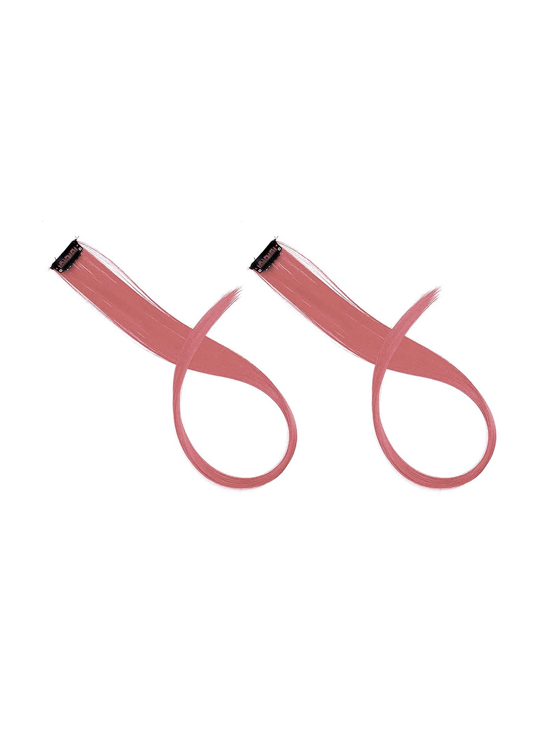 

CHANDERKASH Set Of 2 Straight Single Clip Hair Streak Color Hair Extension, Peach