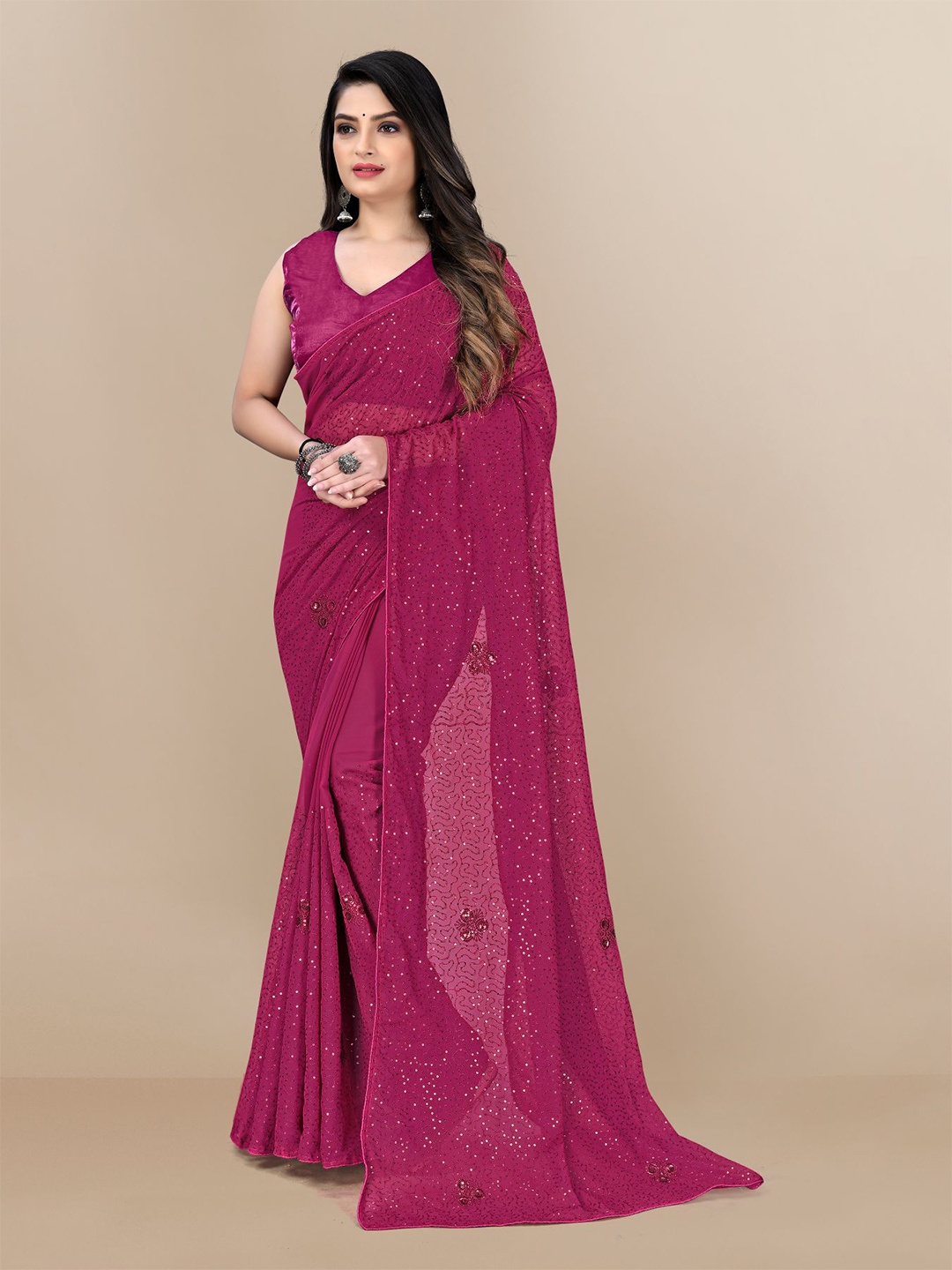 

VAIRAGEE Embellished Sequinned Saree, Purple