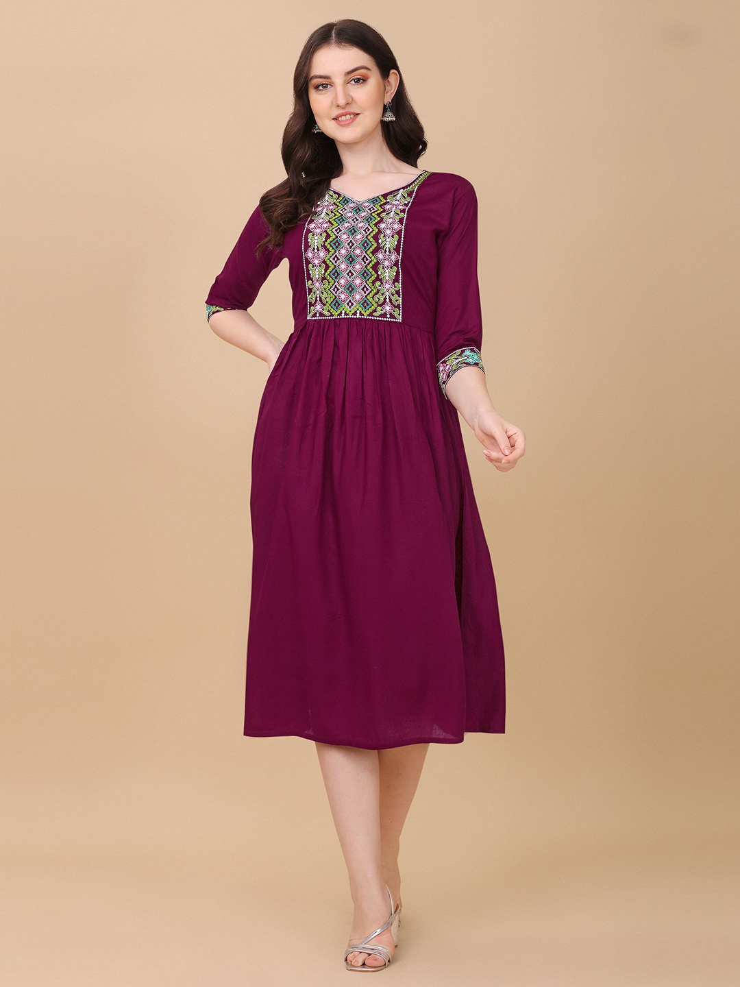 

Paralians A-Line Midi Dress, Burgundy