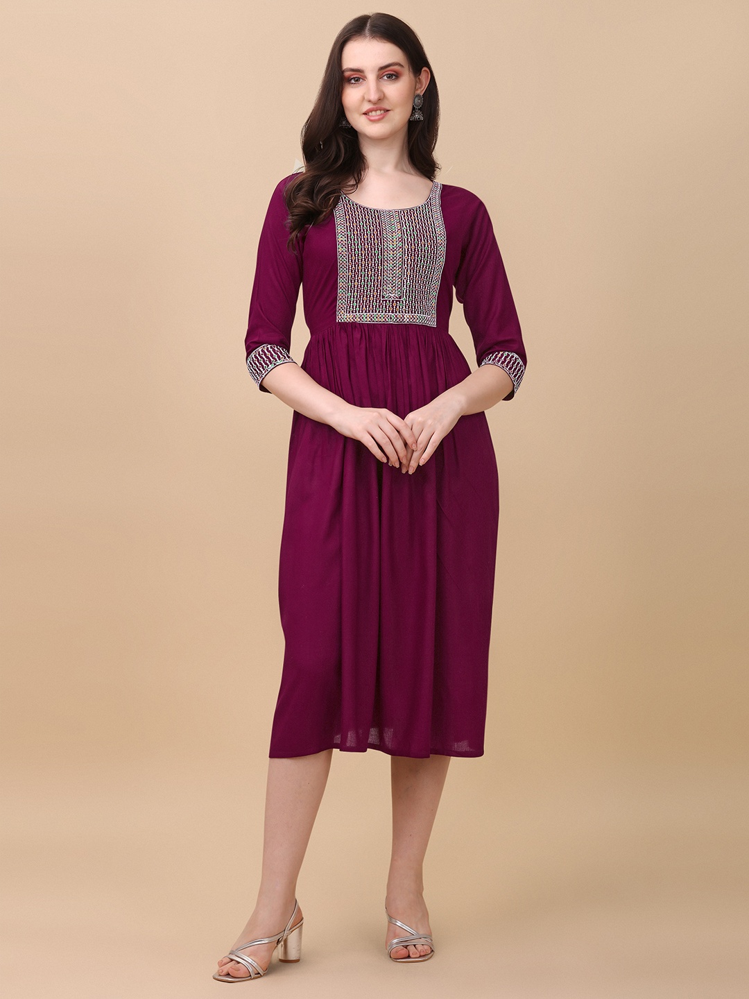 

Paralians A-Line Midi Dress, Burgundy