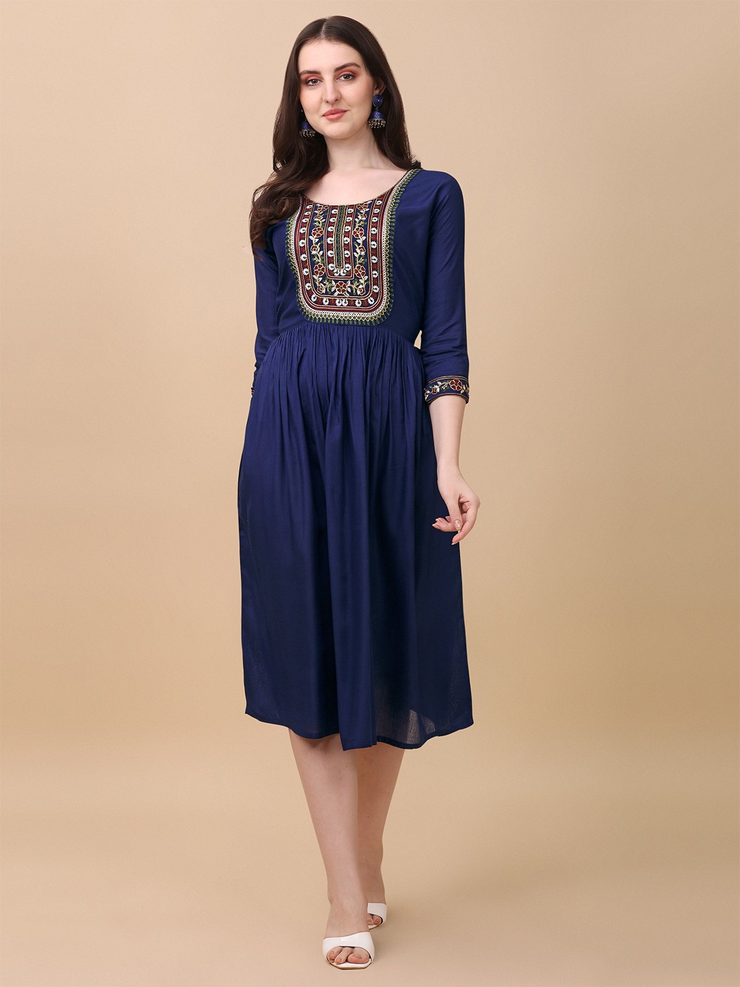 

Paralians Ethnic Midi Ethnic Dress, Blue