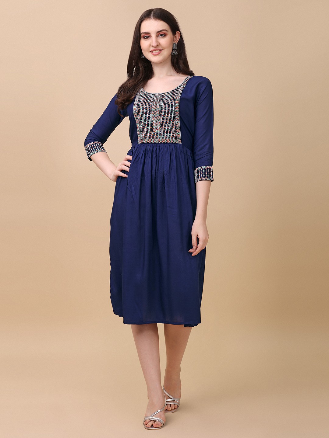 

Paralians Ethnic A-Line Midi Dress, Blue