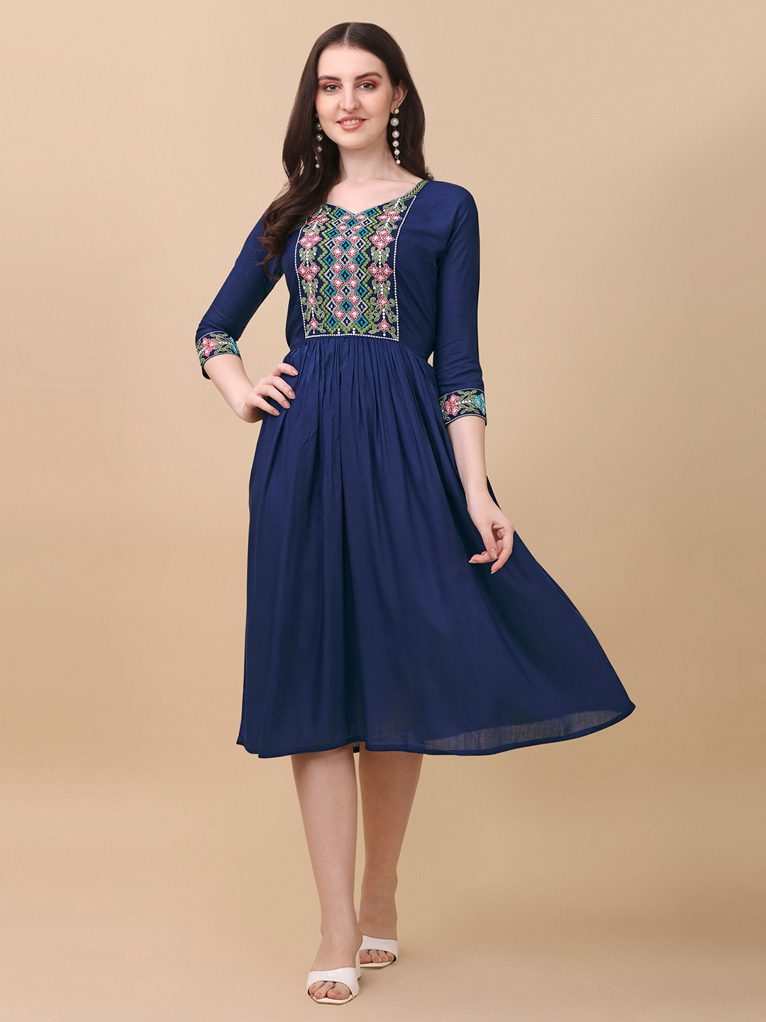

Paralians Ethnic Midi Dress, Blue
