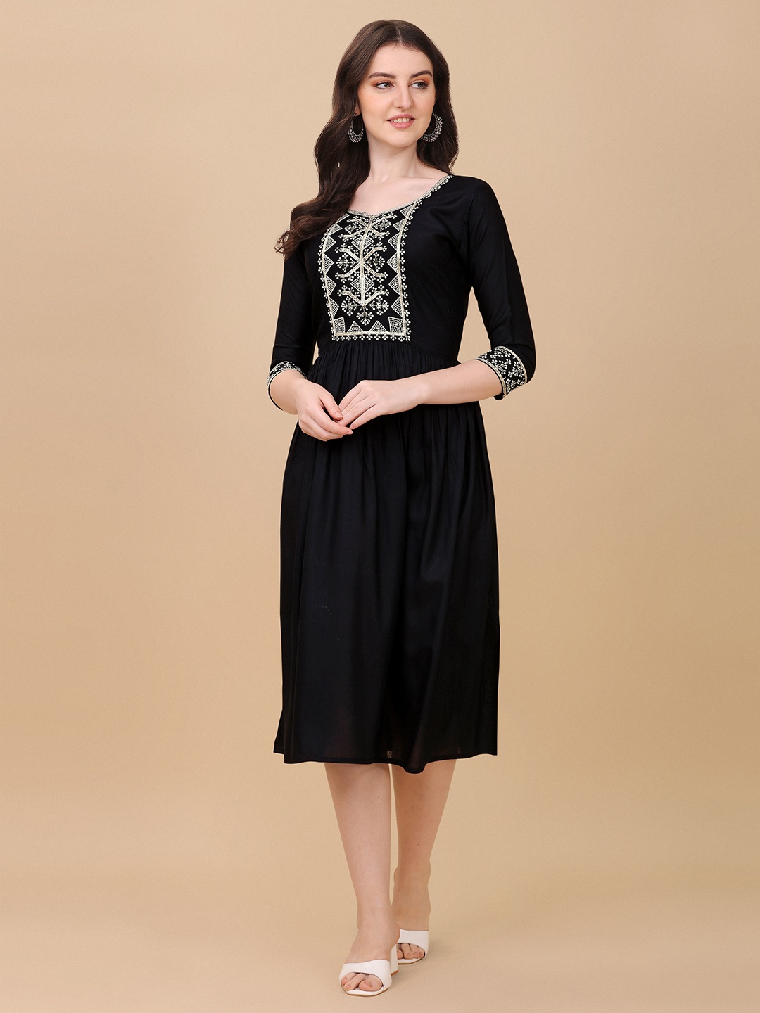 

Paralians Ethnic Midi Dress, Black