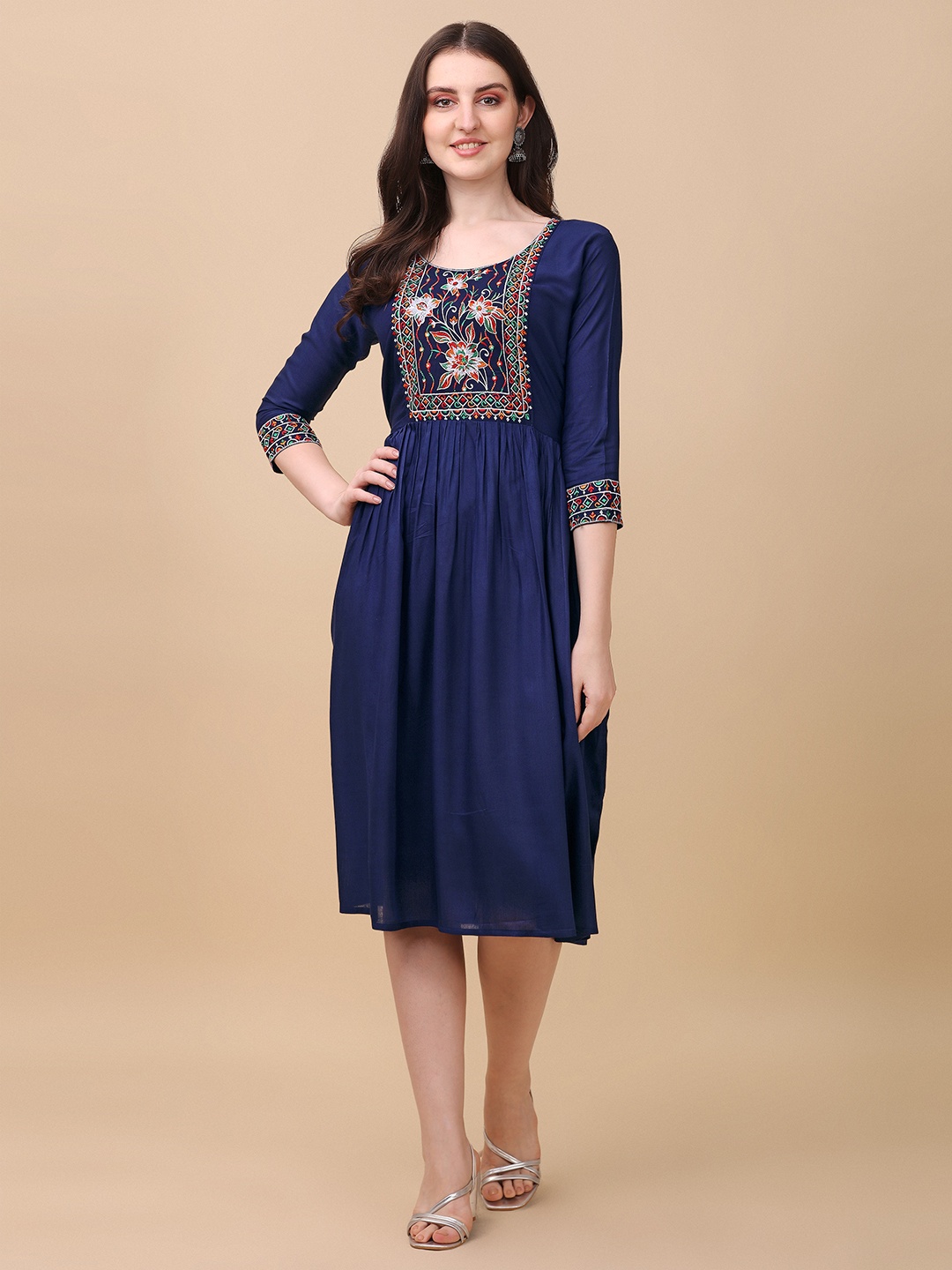 

Paralians Ethnic Motifs Ethnic Midi Dress, Blue