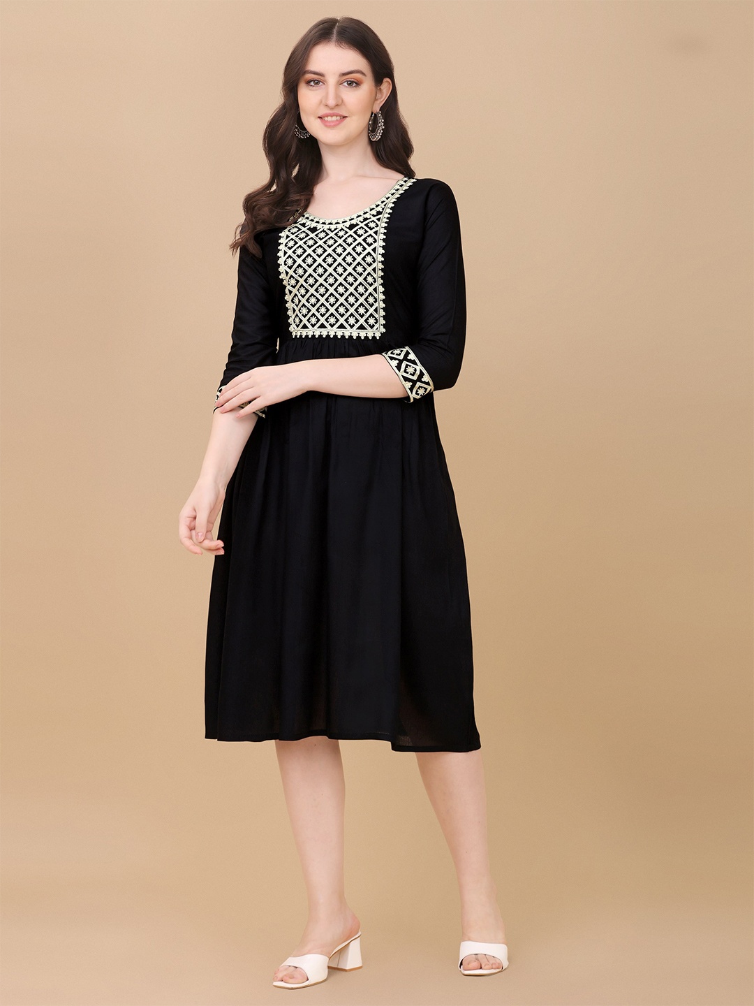 

Paralians Fit And Flare Midi Dress, Black