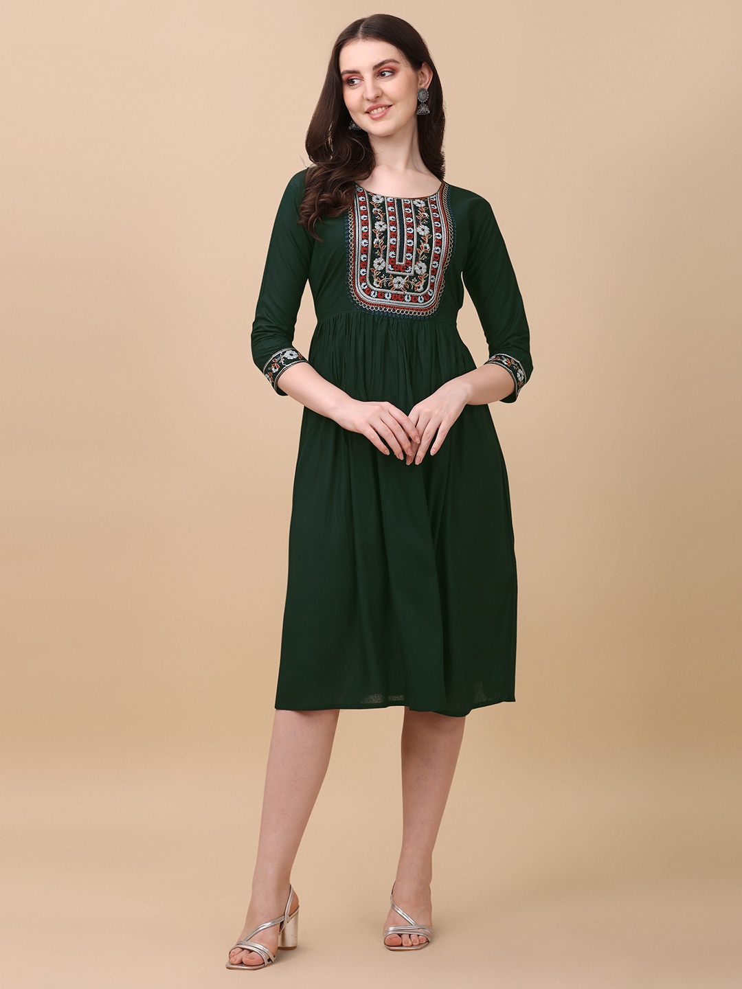 

Paralians Fit And Flare Midi Dress, Green